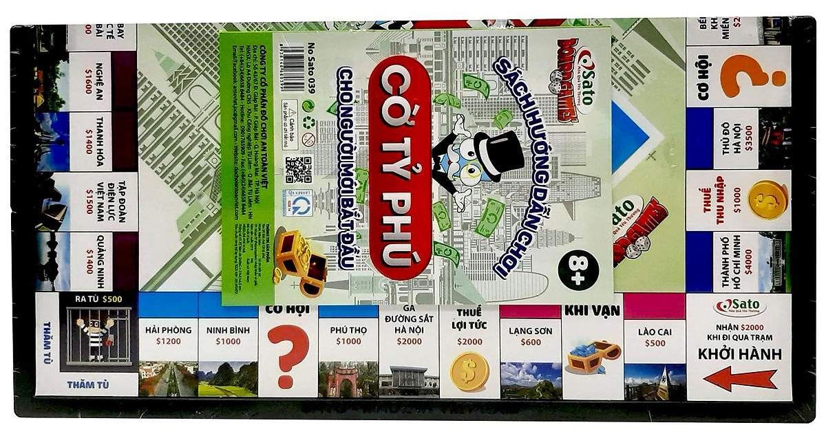 Cờ Tỉ Phú MoNoPoLy Vui Nhộn cho bé - Hàng Việt Nam SATO có hướng dẫn tiếng việt Bibebo