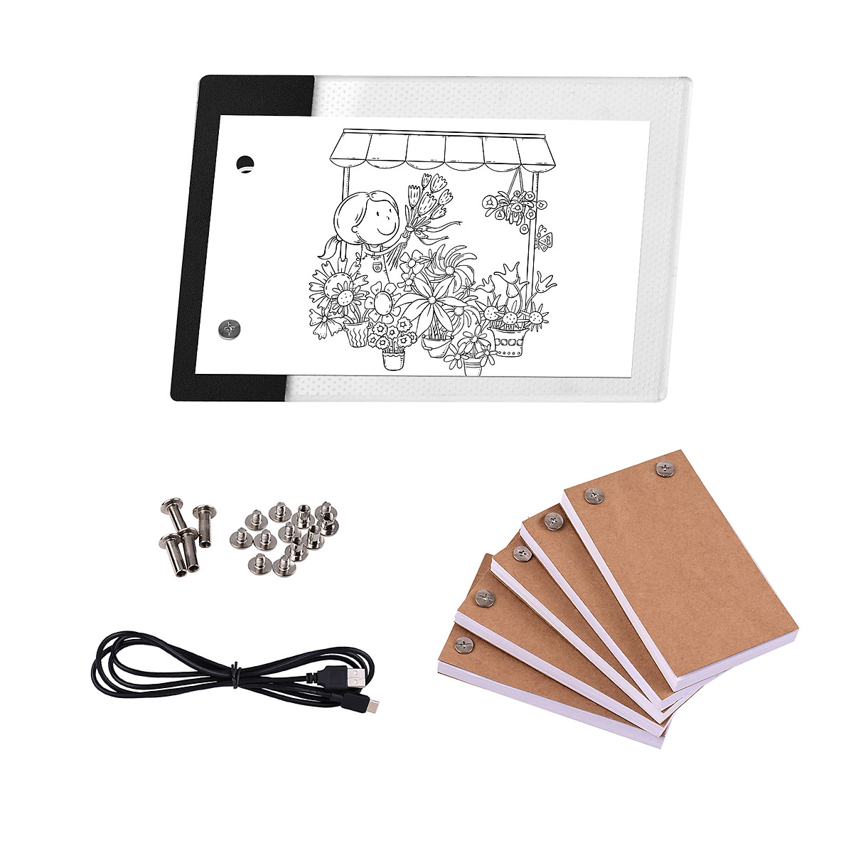 Mua Flip Book Kit with Mini LED Light Pad Hole Design 3 Level Brightness  Control Light Box 300 Sheets Animation Paper