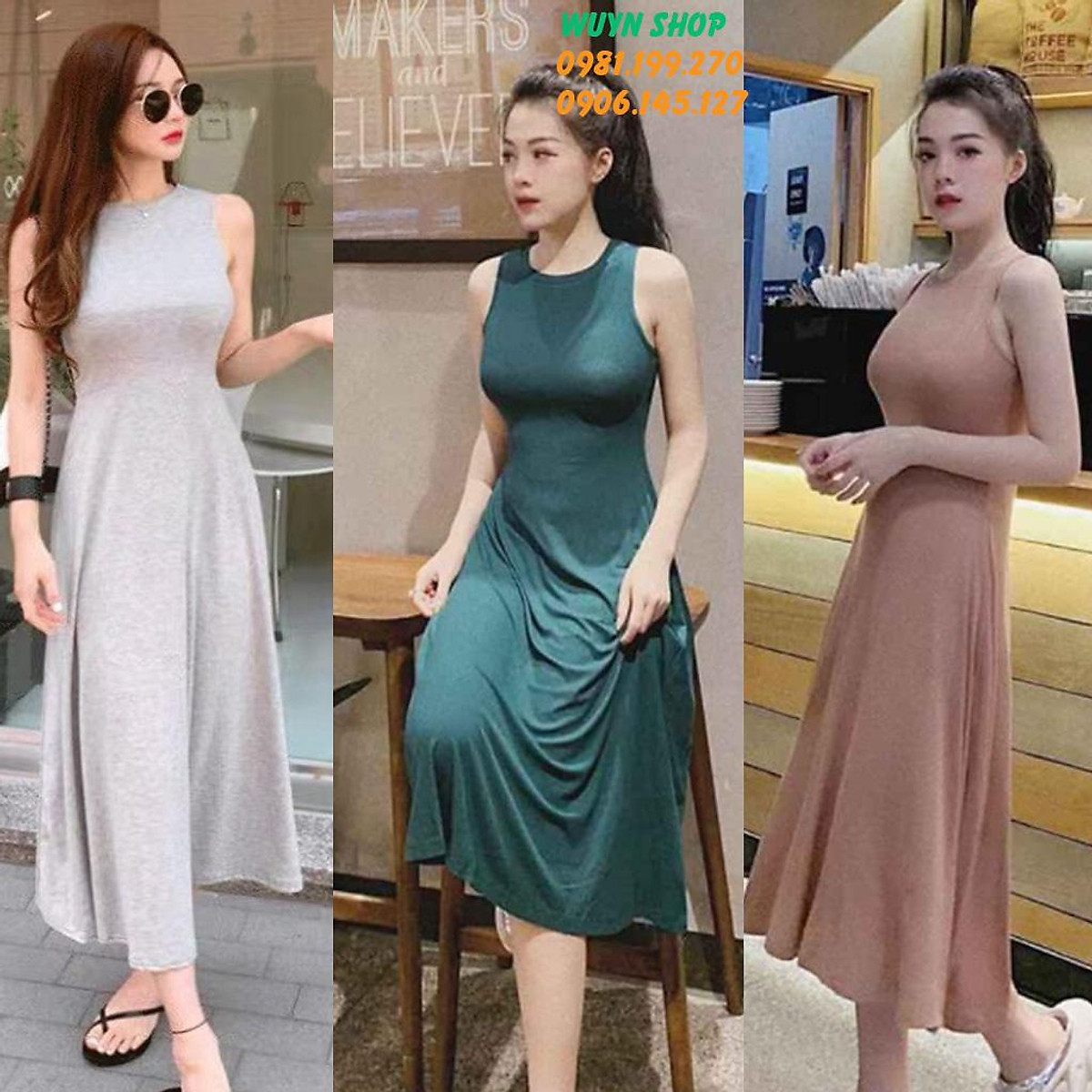 Mua Váy Thun Nữ Dáng Dài Sát Nách Đầm Thun Dài Cho Nữ Chất Mền Mịn Co Dãn  4 Chiều  Tiki