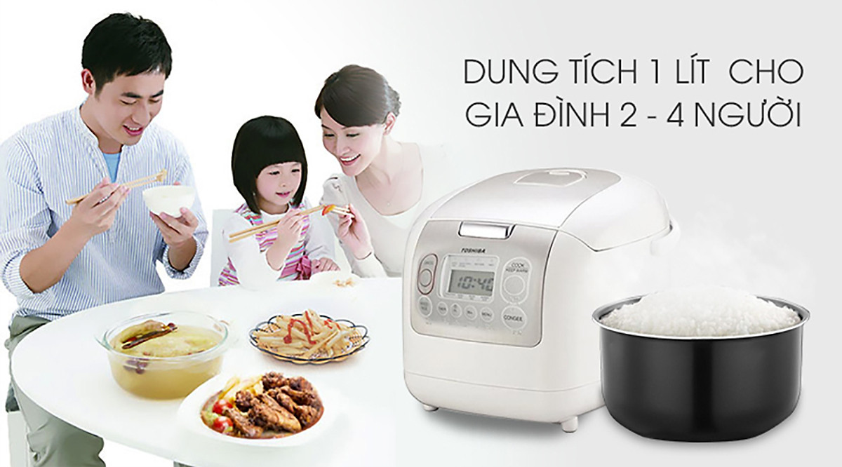 Nồi Cơm Điện Tử Toshiba RC-10NMFVN (WT) (1 Lít) - Hàng Chính Hãng