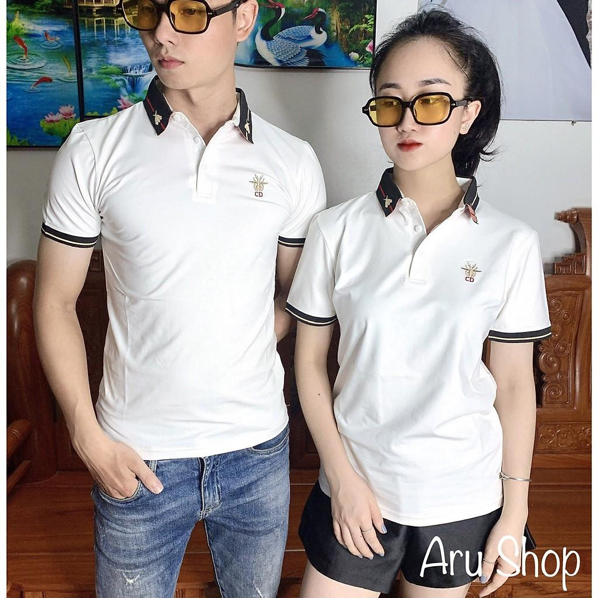 Áo Đôi Nam Nữ, Áo Polo Nam Nữ, Áo Thun Nam Nữ Aru Shop - Áo Thun Nam Ngắn  Tay Có Cổ