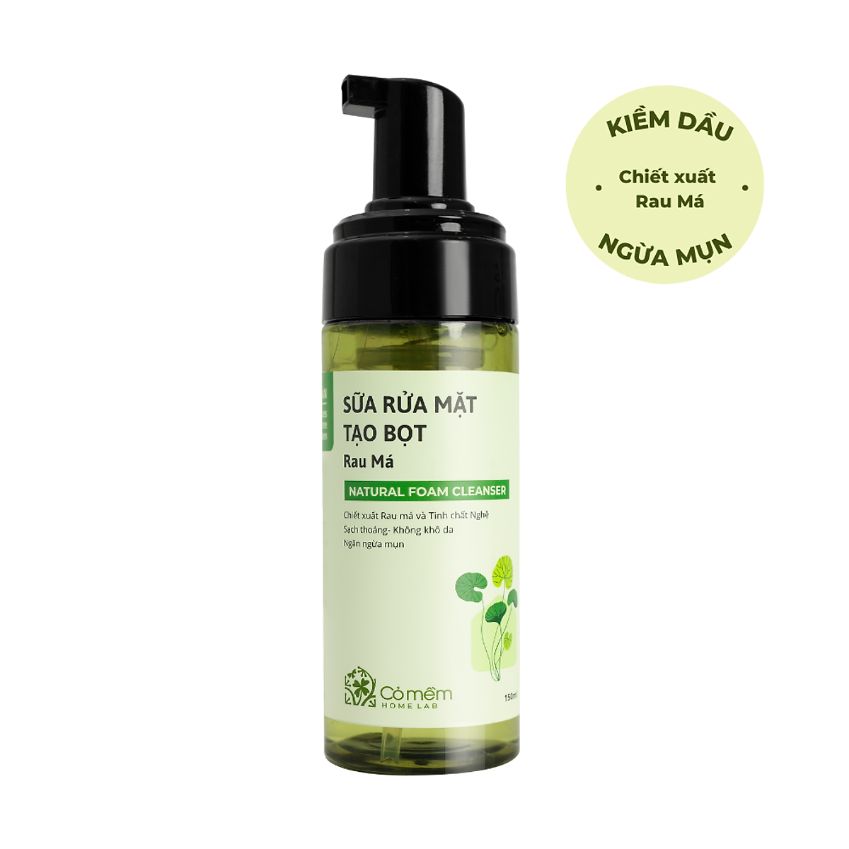 Sữa Rửa Mặt Tạo Bọt Mềm Mịn Làm Sạch Sâu Rau Má Cho Da Mụn Da Dầu Nhạy Cảm Cỏ Mềm 150ml