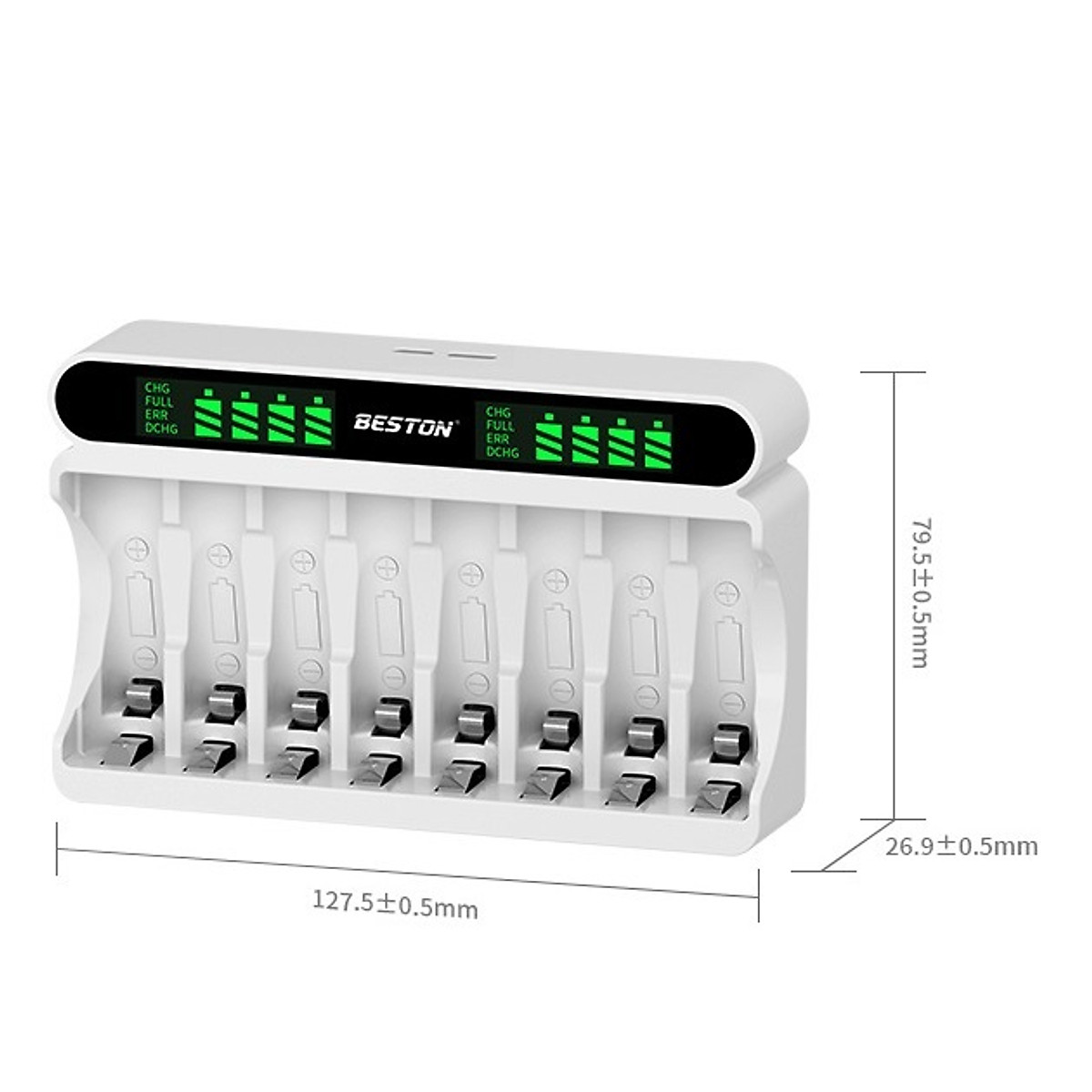 Bộ Sạc pin AA AAA Beston C9024L 8 khe, mẫu mới 2022 sạc nhanh, tự ngắt khi đầy, đèn LED báo thông minh