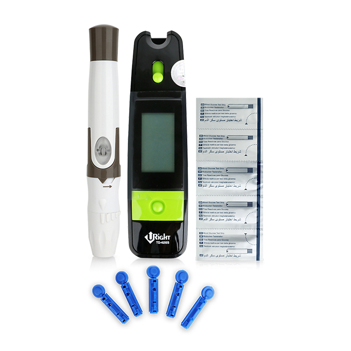 Bộ máy đo đường huyết Uright TD-4265 + Tặng kèm 25 que thử đường huyết và 25 kim chích máu