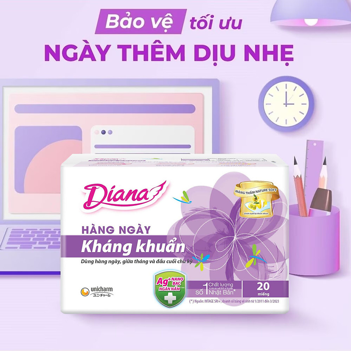 Băng Vệ Sinh Diana Hàng Ngày Sensi Kháng Khuẩn 20Miếng