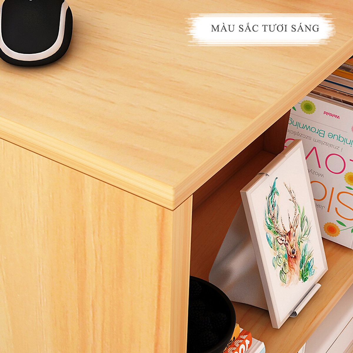 Bàn làm việc kết hợp kệ sách gỗ MDF phủ melamine chống xước thương hiệu IGA