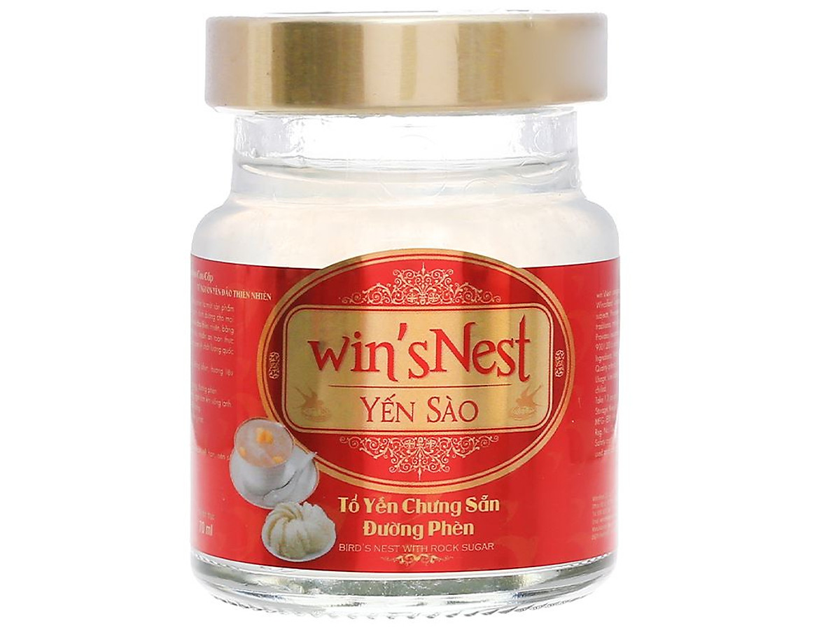 Yến Sào win'sNest Tổ Yến Chưng Sẵn 20% Đường Phèn (6 Lọ/Hộp) kèm túi