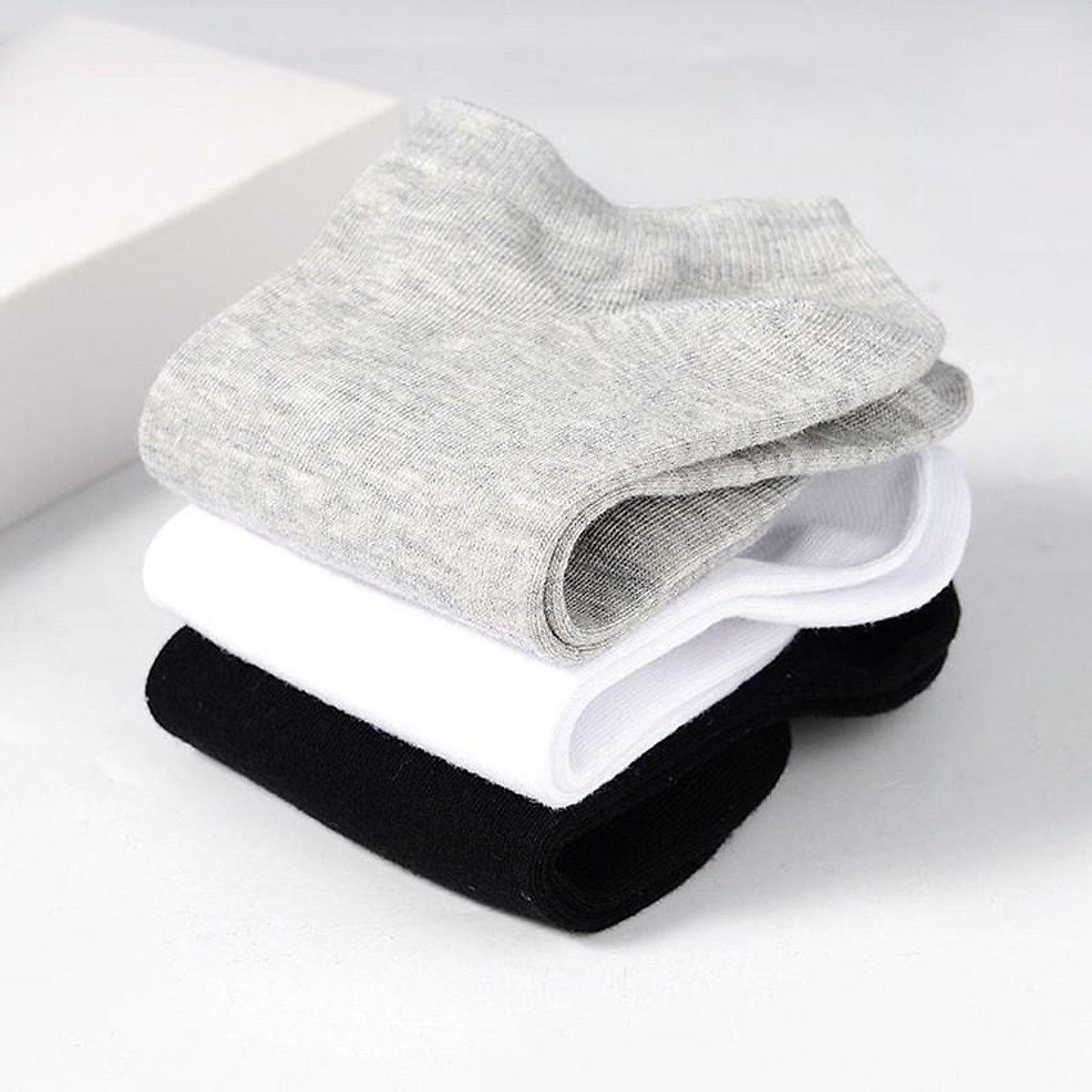 Vớ cổ ngắn cotton trơn Chống Hôi chân dùng cho cả nam và nữ - Bít tất nam cổ ngắn màu đen - xám - trắng MICADO