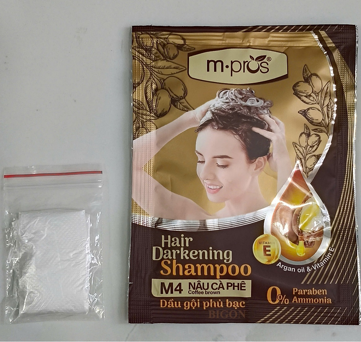 Dầu Gội Nhuộm Tóc Đen & Nâu Phủ Bạc Siêu Dưỡng M.PROS Gói 25ml