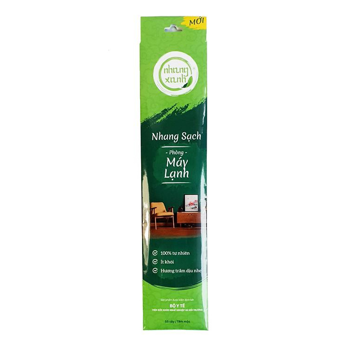 Nhang Sạch Phòng Máy Lạnh - Ít khói - Hương trầm dịu nhẹ - Chân tăm mộc - Nhang Xanh