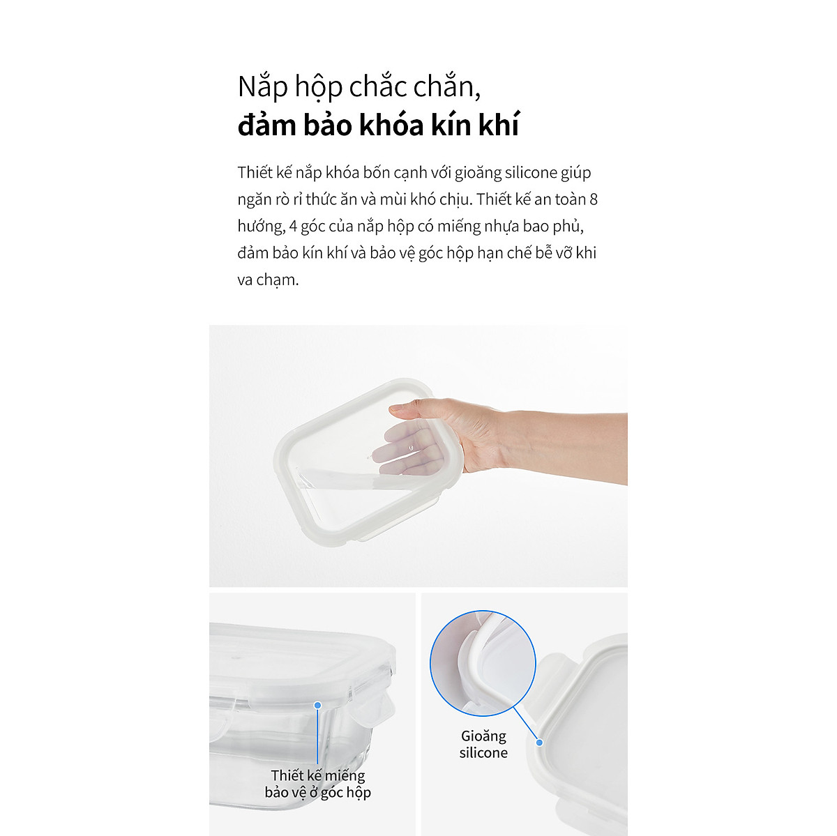 Hộp bảo quản thủy tinh LocknLock BLANC - Hộp chữ nhật