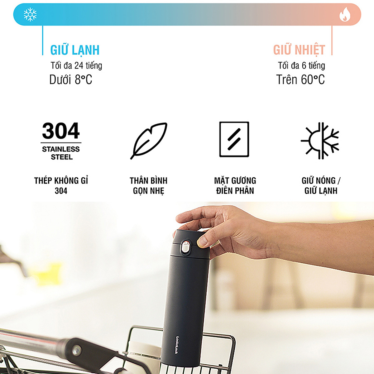 Bình Giữ Nhiệt LocknLock Featherlight One-touch Tumbler LHC3257 500ml