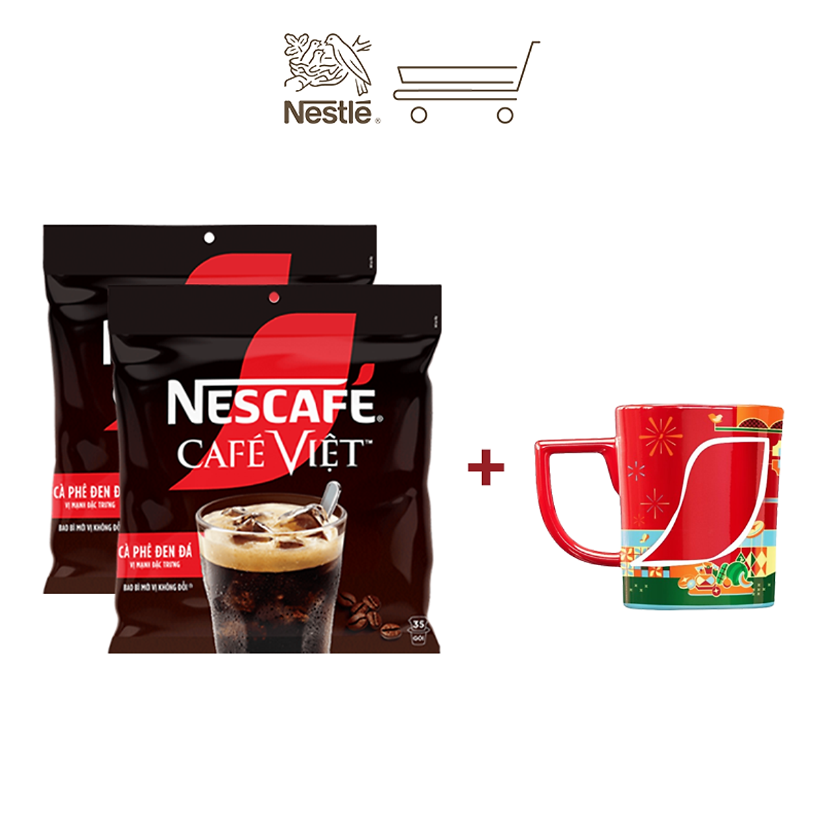 Combo 2 Bịch Cà phê Hòa tan NESCAFÉ CAFÉ VIỆT 35 gói Vị Mạnh đặc trưng
