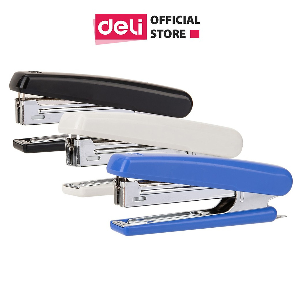 Dập Ghim #10 Deli 15 Trang, Đen, Xanh, Xám - 1 Cái E0221