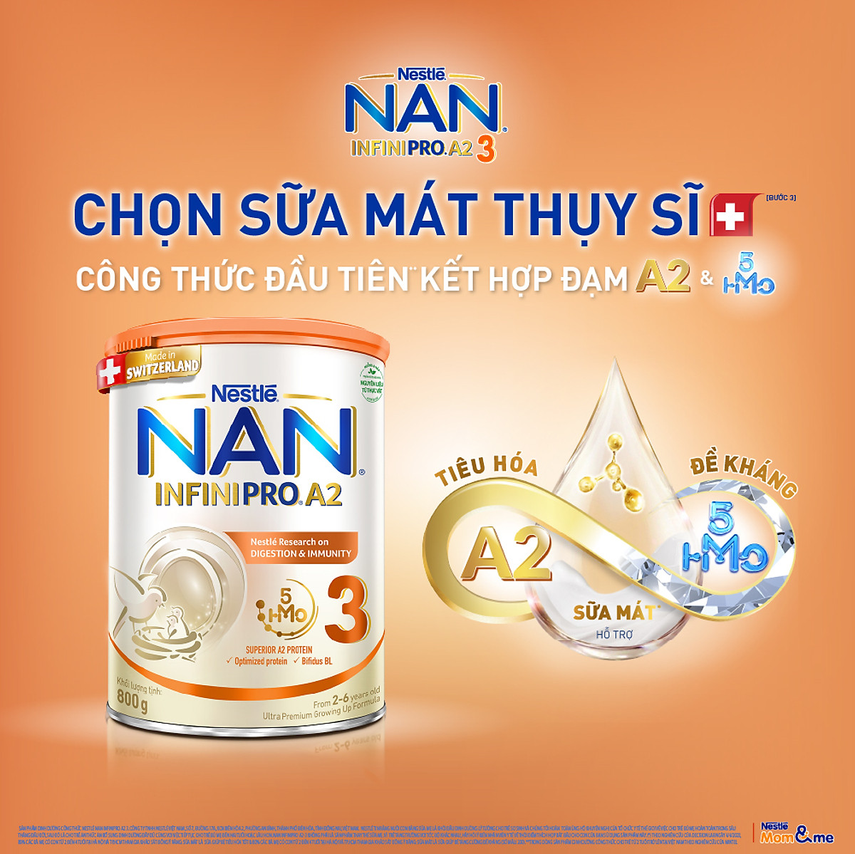 Sữa bột NAN INFINIPRO A2 800g Thụy Sĩ 3 với đạm quý A2 tiêu hóa tốt sau 7 ngày và 5HMO tăng cường đề kháng + Tặng Bộ đồ chơi Bowling (2 - 6 tuổi)