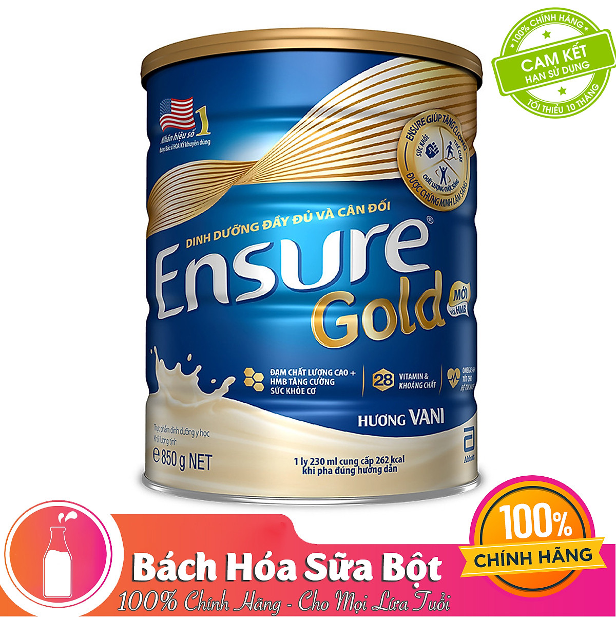 Sữa Bột Abbott Ensure Gold Vani 850g