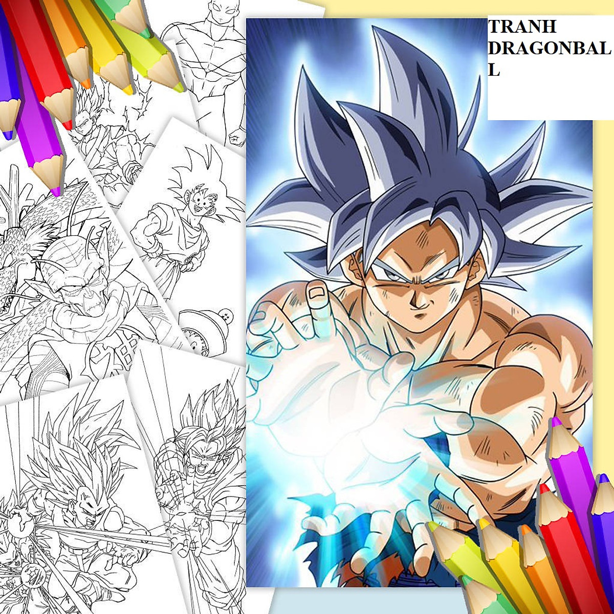 Tranh tô màu Songoku tung chưởng  Dragon coloring page Dragon ball  artwork Super coloring pages