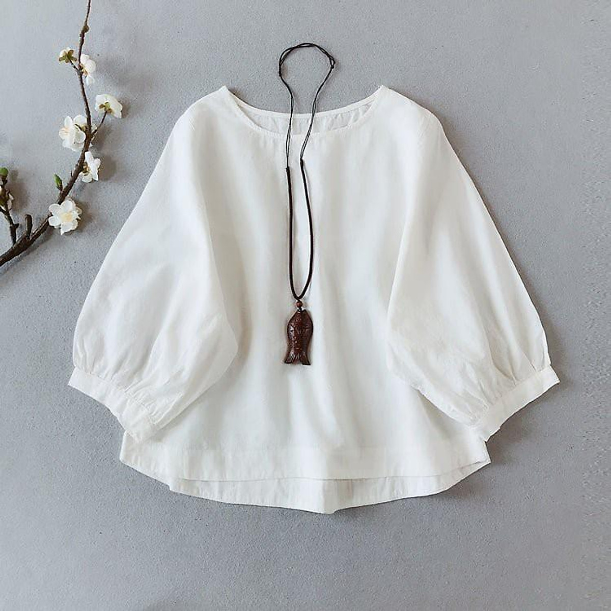 Áo kiểu cánh dơi nữ Hàn Quốc Thu Hà chất liệu đũi tơ mềm mịn mát Áo Kiểu Cánh Dơi Nữ Hàn Quốc Thu Hà Chất Liệu Đũi Tơ Mềm Mịn Mát