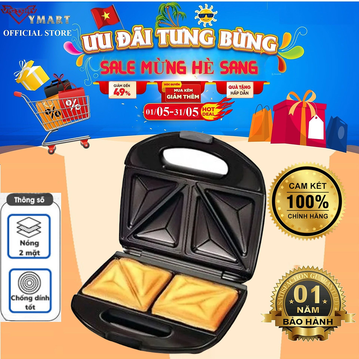 Máy Nướng Bánh Mì Sandwich SEKA Làm Nóng Thức Ăn Cho Bữa Sáng Đa Năng Dễ Sử Dụng - Hàng Chính Hãng