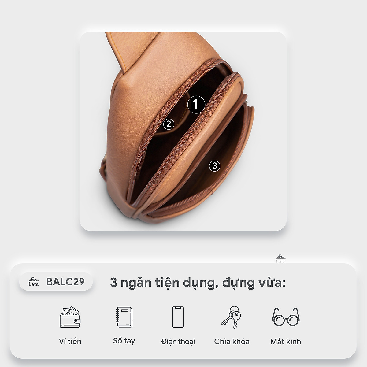 Balo đeo chéo nam LATA ( Thời trang cá tính BALC29 )