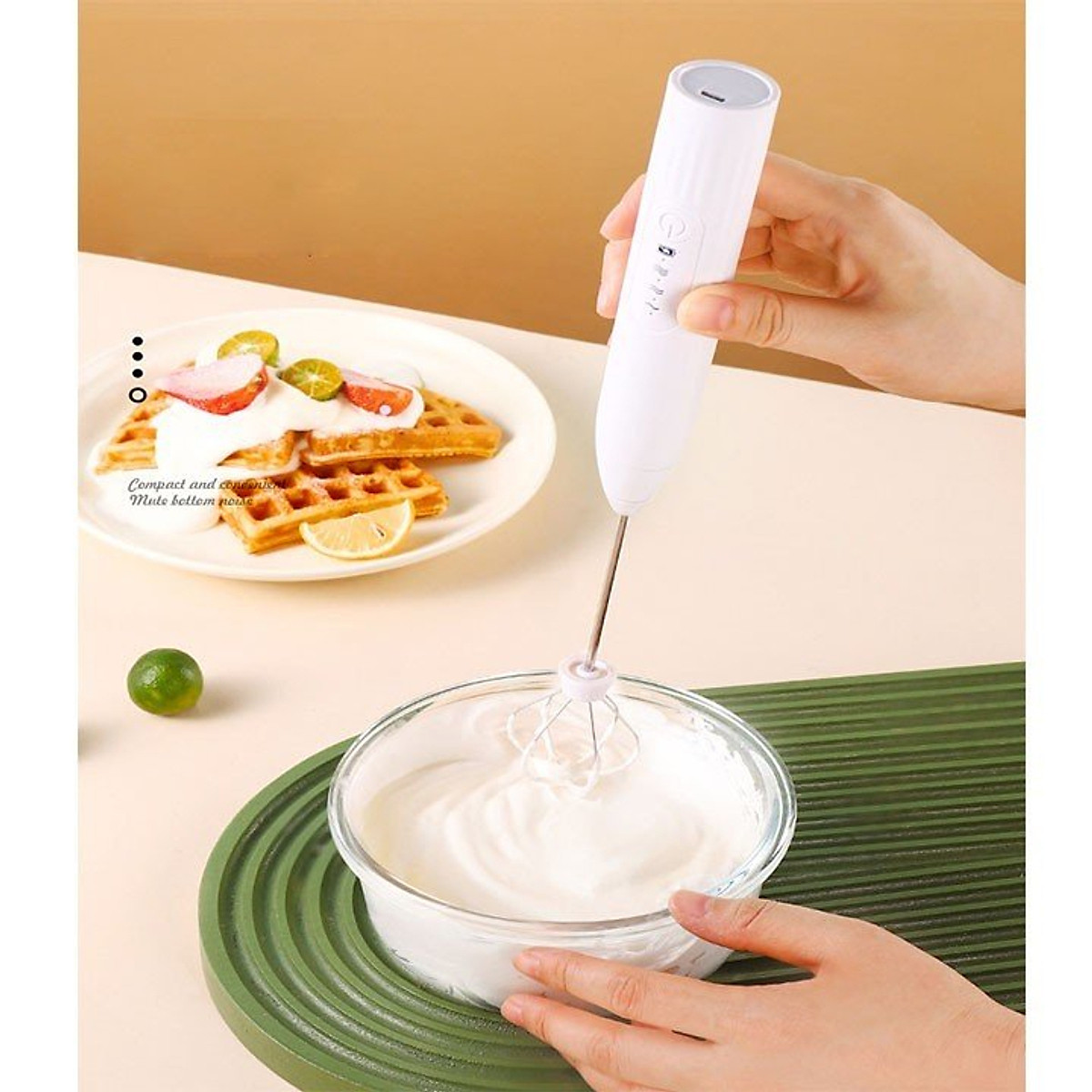 Máy Đánh Trứng, Đánh Sữa Và Tạo Bọt Cafe Cầm Tay Di Động 3 Tốc Độ Sử Dụng Pin Sạc Cao Cấp - Hàng chính hãng