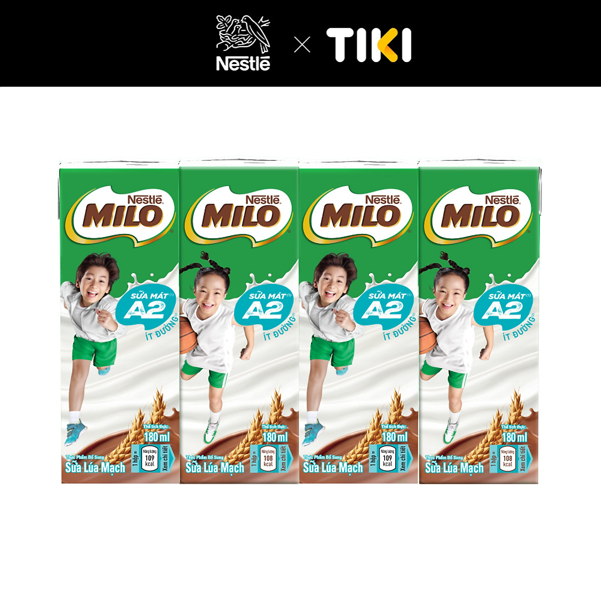 Thùng 48 Hộp Sữa Nestlé MILO A2 MỚI (180ml / Hộp)
