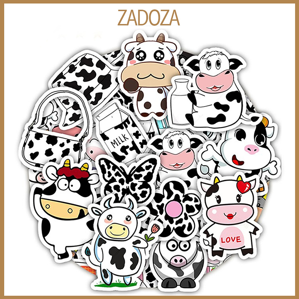 Sticker bò sữa decal milk cow hình dán laptop , điện thoại hình ...