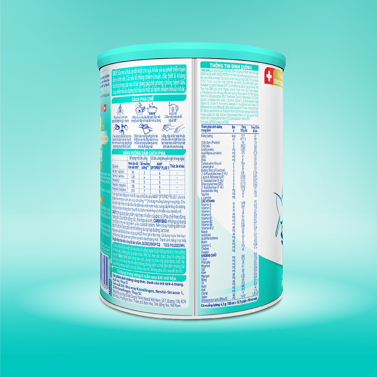Thùng 6 lon Sản Phẩm Dinh Dưỡng Nestlé NAN OPTIPRO PLUS 1 800g/lon