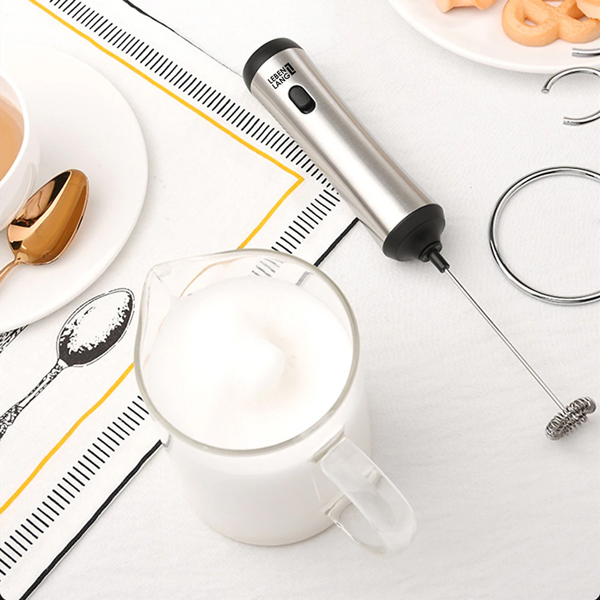Máy đánh bọt cafe cầm tay Lebenlang LBL4583, sạc điện tiện lợi, công suất 10W, hàng chính hãng - bảo hành 2 năm