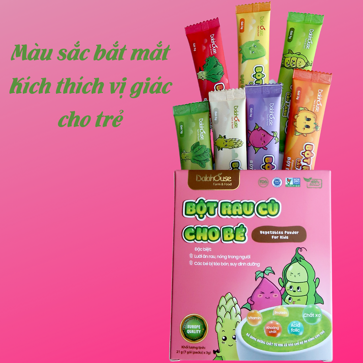 Bột rau dinh dưỡng cho bé Dalahouse - 7 vị với 7 loại bột rau giàu dưỡng chất - Cân bằng chế độ dinh dưỡng cho trẻ