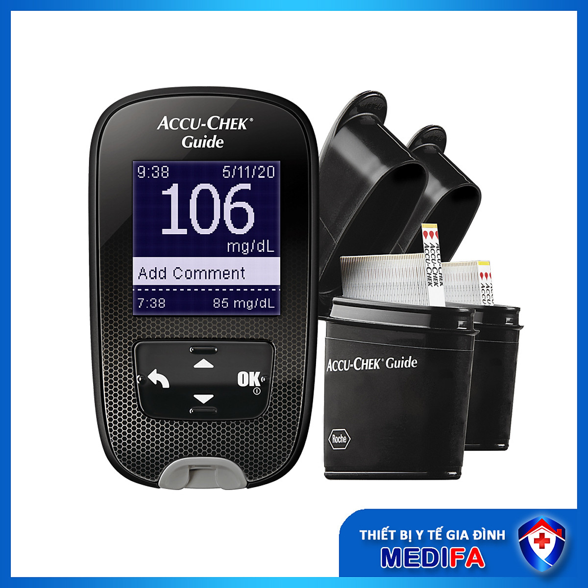 Hộp 50 que thử đường huyết Accu Chek Guide NK chính hãng, Tem niêm phong, nhãn phụ TIếng Việt