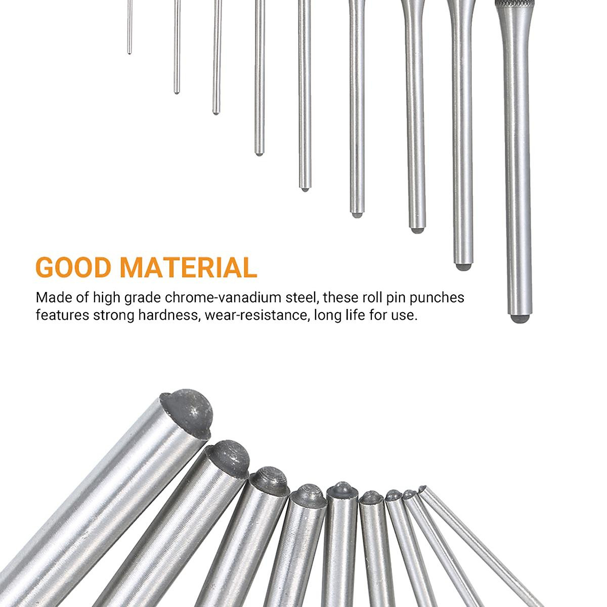 9 Pieces Roll Pin Punch Set Steel Punches Hand Pin Removing Tool with