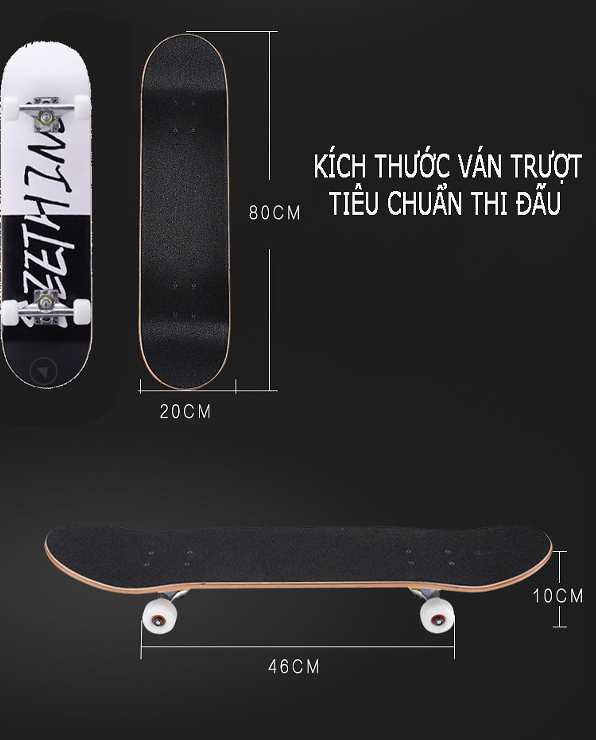 Ván Trượt Thể Thao Mặt Nhám Kích Thước 80cm Chịu Lực 120kg Đại Nam Sport + Kèm Túi Đựng Ván (Chọn Màu)