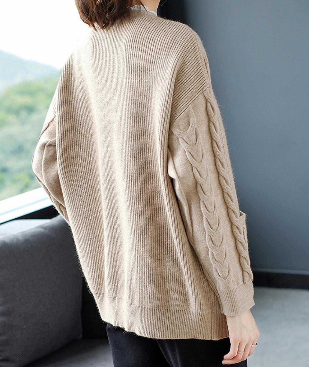 Áo Khoác Cardigan Nữ Cổ V Phong Cách Thu Đông Hàn Quốc ALN043 MayHomes Chất Liệu Len