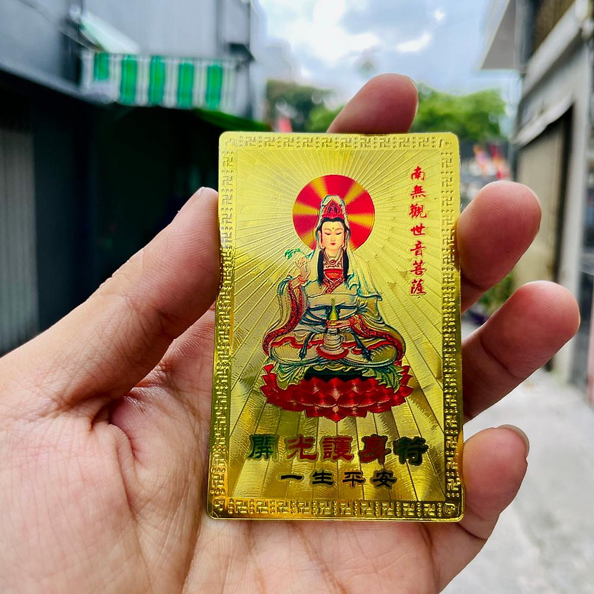Thẻ kim bài hình quan âm bồ tát bỏ ốp điện thoại ví - Vật phẩm ...
