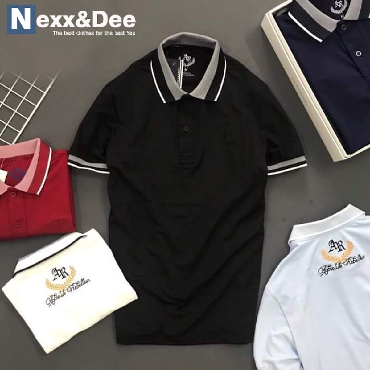 Áo thun polo nam có cổ bẻ phối sọc ngang vải vải cá sấu cao cấp Áo Thun Polo Nam Có Cổ Bẻ Phối Sọc Ngang Vải Vải Cá Sấu Cao Cấp