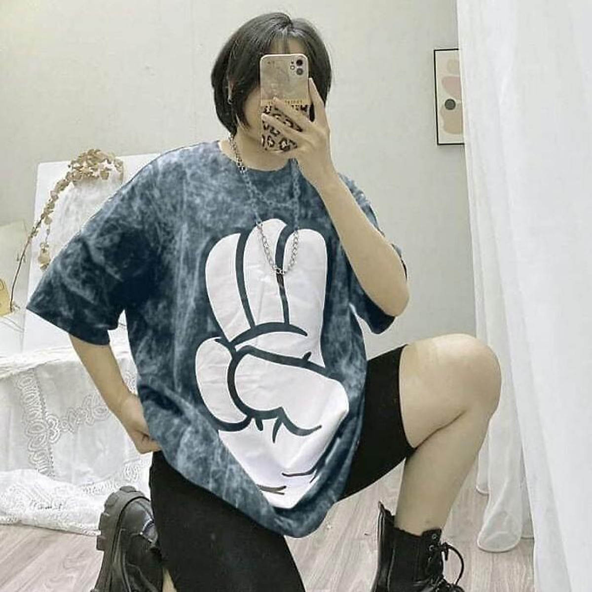 Áo thun loang thái Unisex tay lỡ dáng rộng đủ hình hot, vải Cotton Freesize AT07
