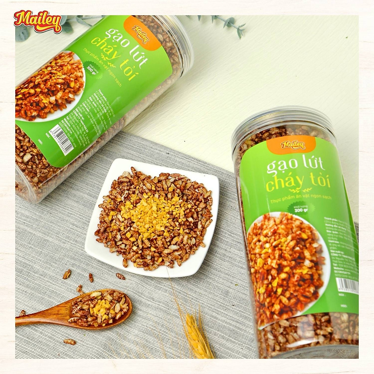 Gạo lứt giảm cân ăn liền Mailey - gạo lứt sấy rong biển/ cháy tỏi ăn kiêng healthy