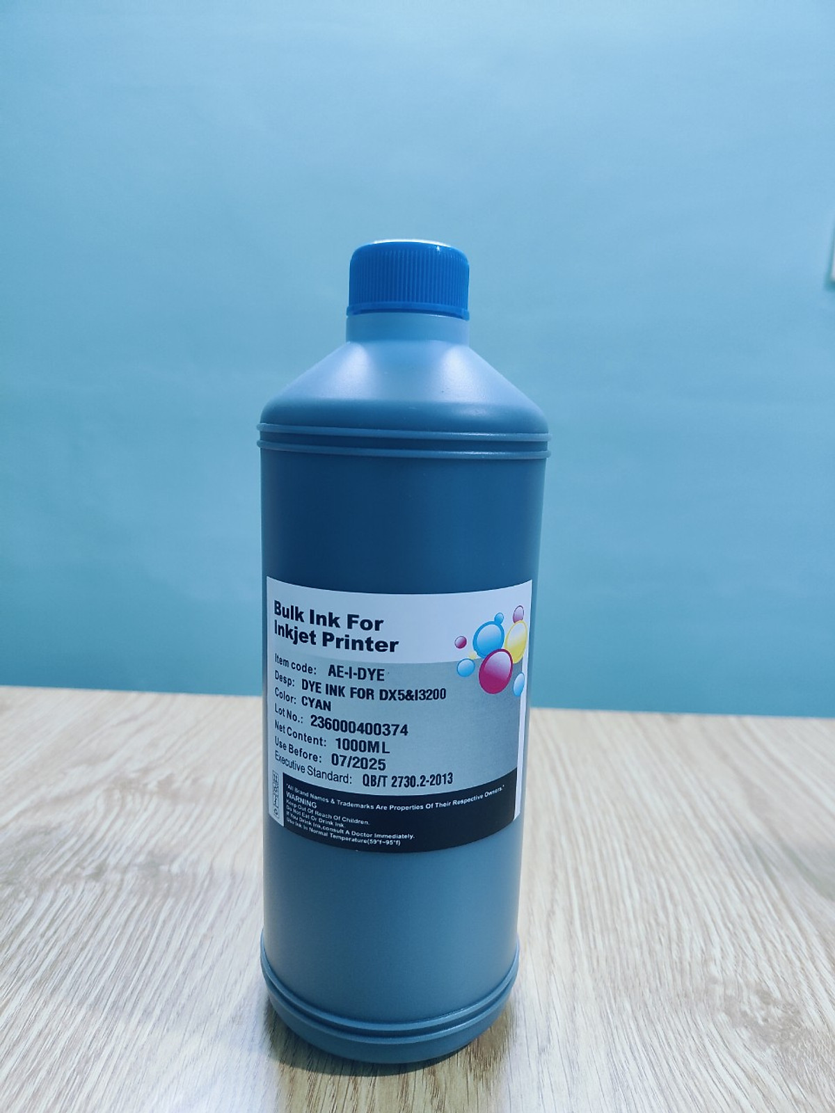 Set 4 chai Mực nước dye ink ( 1 lít/ chai) màu xanh tương thích Epson Dx5 I3200, hàng nhập khẩu.
