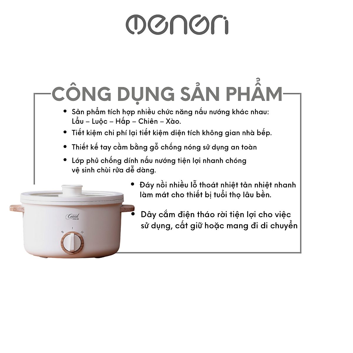 Nồi Điện Đa Năng 1.5L Nấu lẩu đa năng phù hợp văn phòng ký túc xá sinh viên - Hàng Chính Hãng