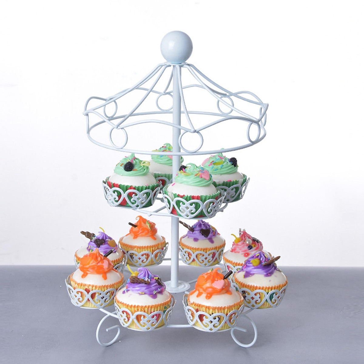 SHIOK Portable 4 Tier Cardboard Cupcake Cake Stand With Clear PVC Cover For  Pastry Display Party