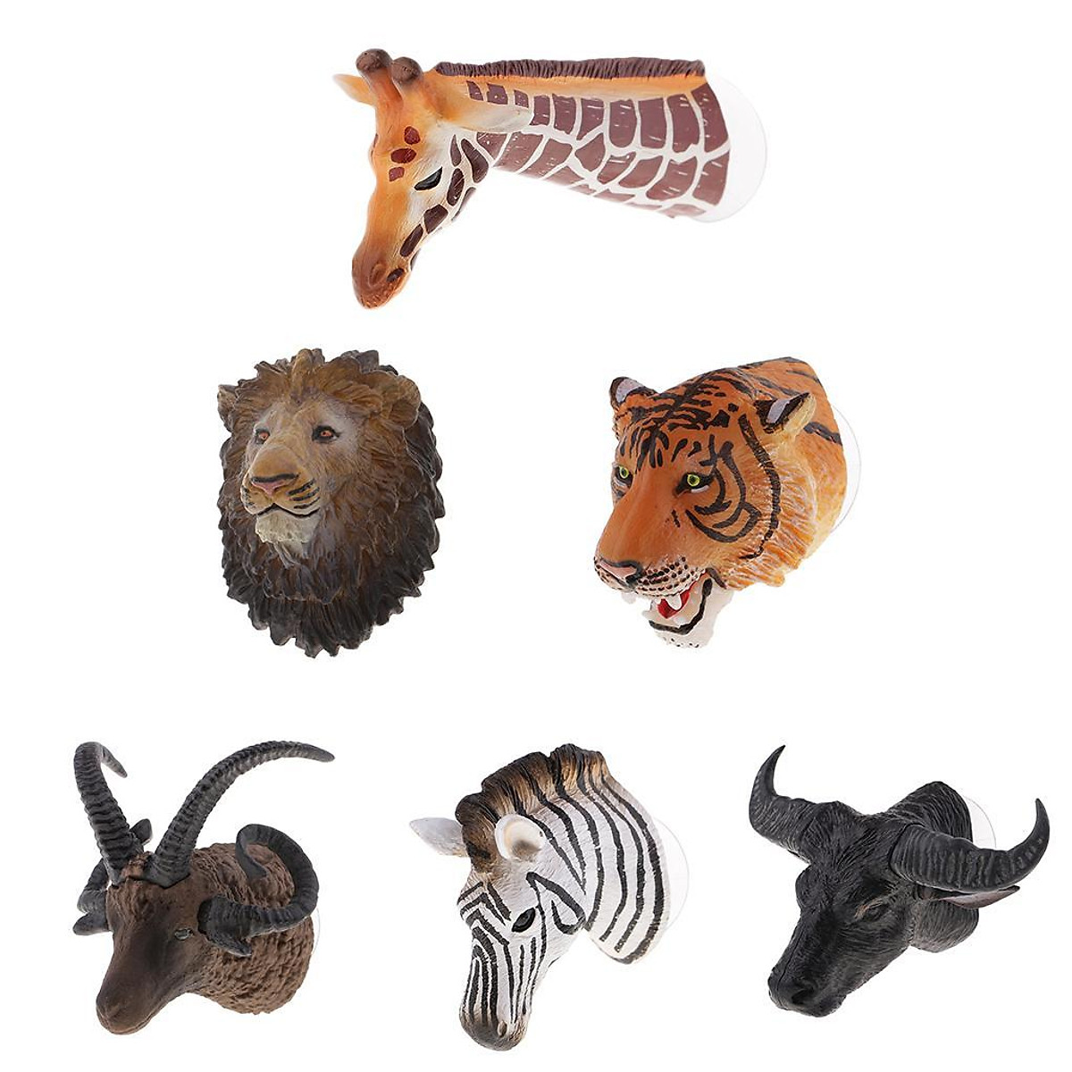 PVC Suction Cup Animal Head Modeling Decal Artificial Ornament for Home Room Decoration - Tiger, Lion, Bull, Zebra, Giraffe, Antelope PVC Suction Cup Animal Head Modeling Decal Artificial Ornament for Home Room Decoration - Tiger, Lion, Bull, Zebra, Giraffe, Antelope