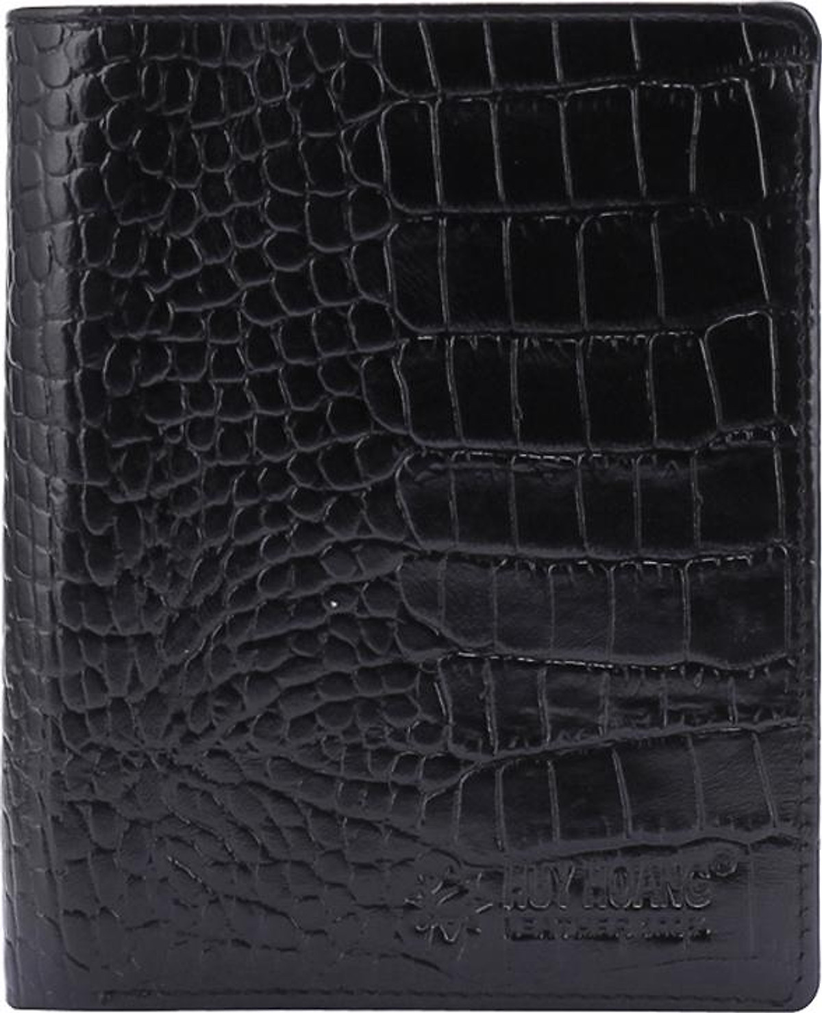 Ví Nam Vân Cá Sấu Kiểu Đứng Huy Hoàng HT2120 (12.5 x 10 cm) - Đen