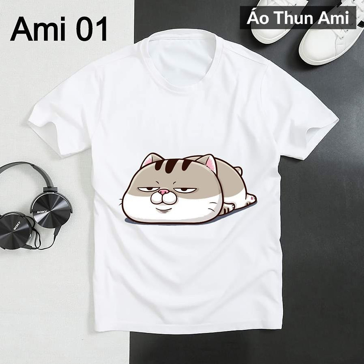 Mua (Sale) ️️Áo Thun Mèo Ami Bụng Bự 2 - Ami 02 ,M Tại Xưởng May Áo Thun Rb Store