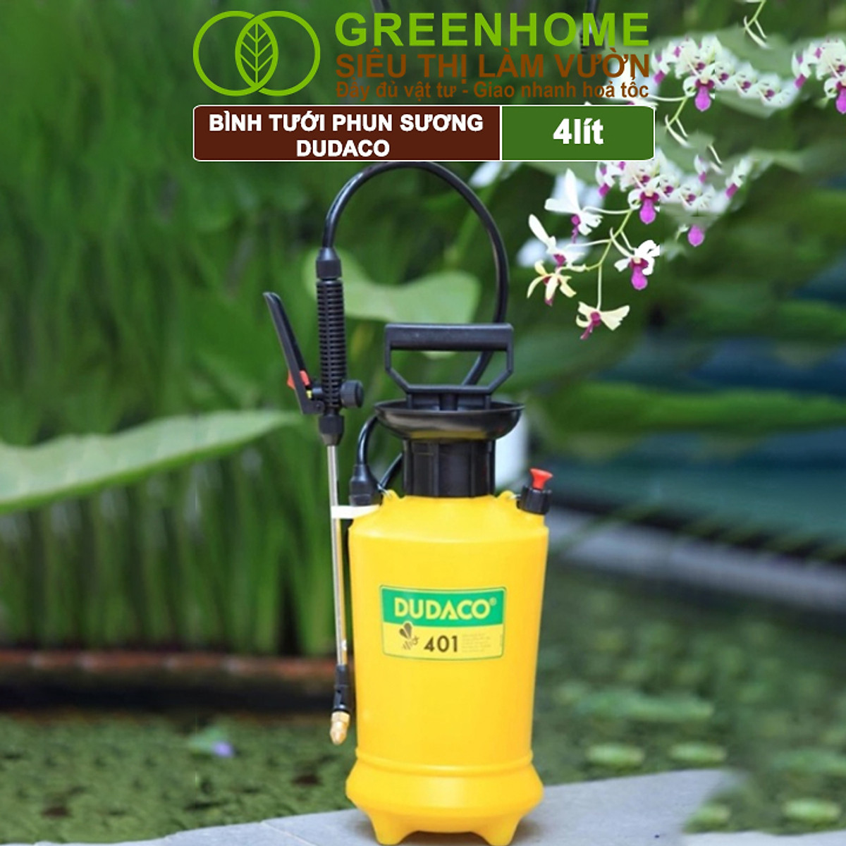 Bình Tưới Cây Dudaco, Greenhome, 4 Lít, Phun Xa 2 Chế Độ, Bơm Nhẹ Tay, Tưới Cây Phun Sương, Bền, Đẹp