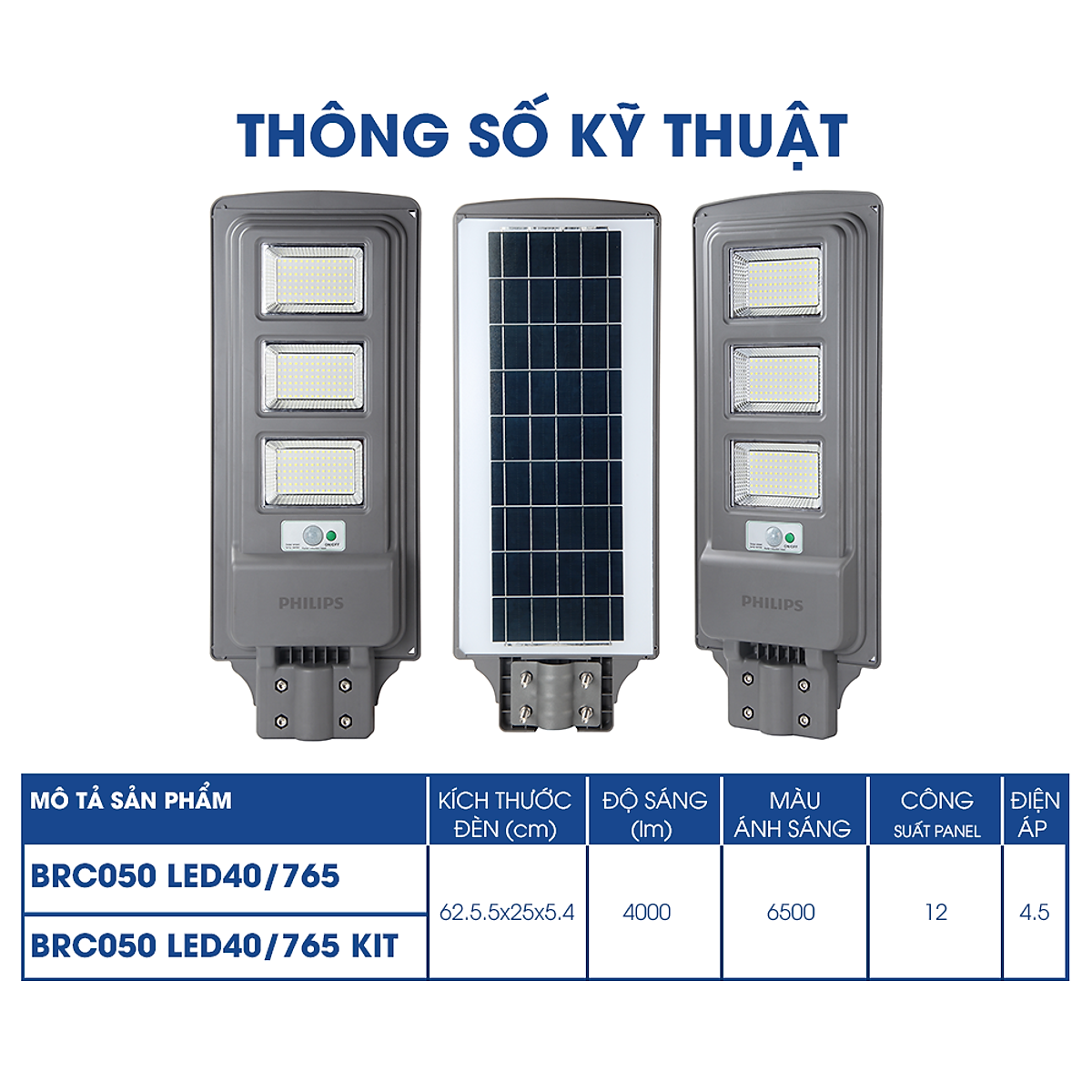 Đèn đường Philips Deco Solar All-in-One streetlight BRC050 LED40/ LED20/ LED10 (KIT/ NOT)