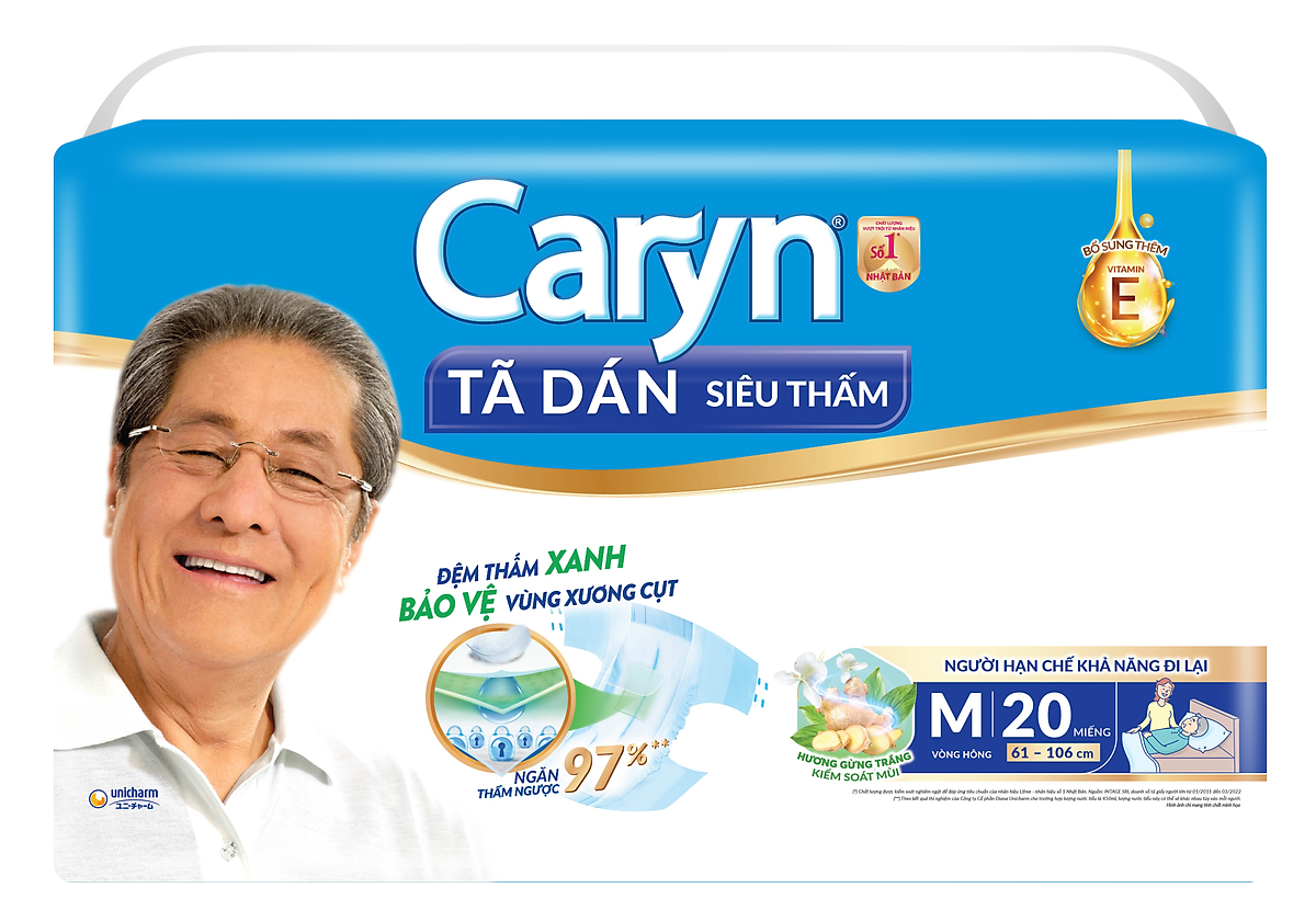 Tã Dán Siêu Thấm Caryn Gói Siêu Lớn M20 (20 Miếng)