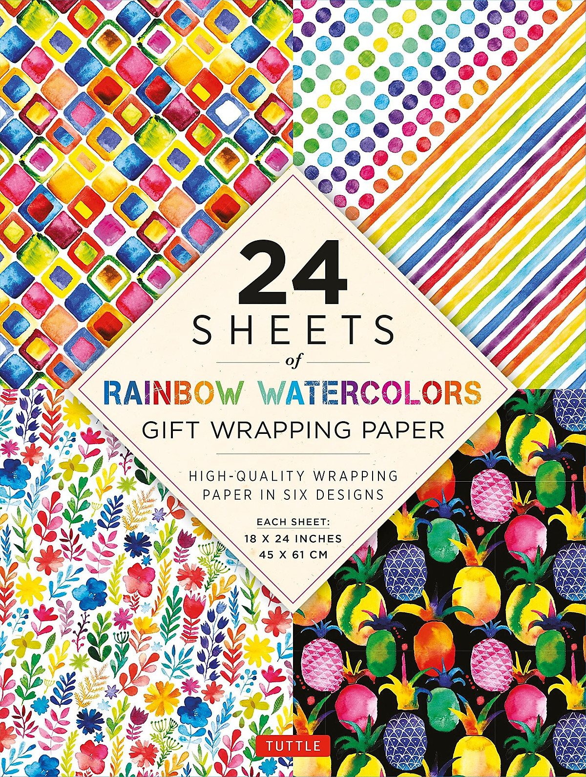 Rainbow Watercolors Gift Wrapping Paper - 24 Sheets: 18 x 24