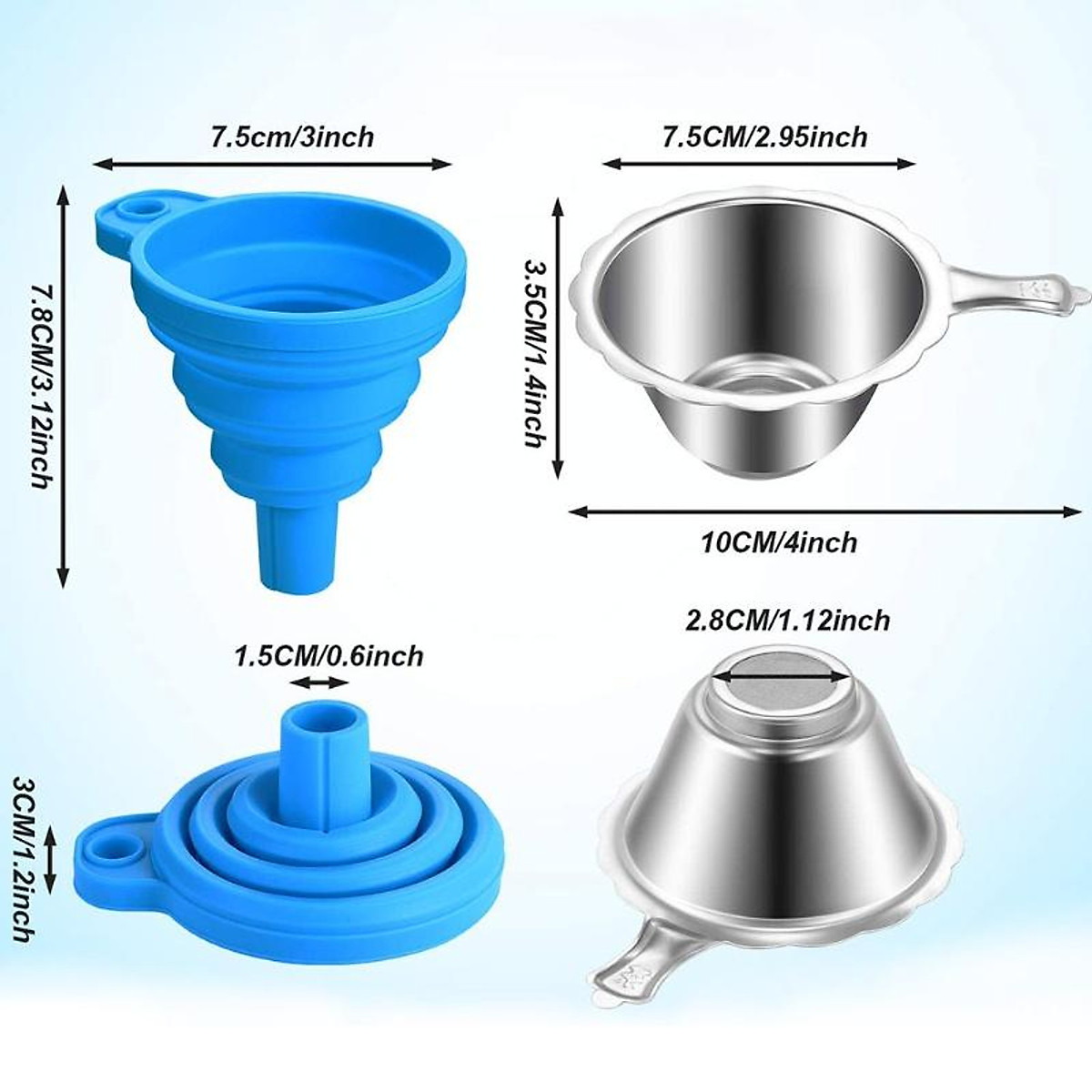 Set 6 Phễu Silicone Có Thể Gấp Gọn Và Tái Sử Dụng
