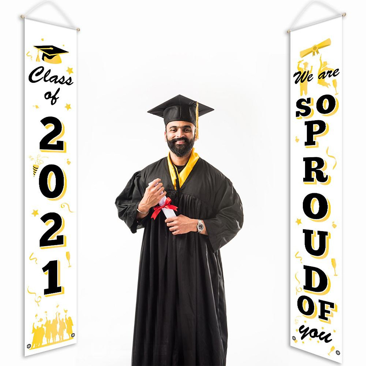 Mua 2Pcs/Set Graduation Background Banner 25x180cm Backdrops  Congratulations For 2021 Graduate